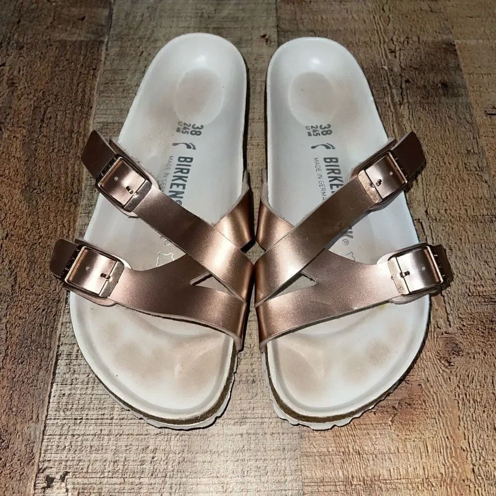 Birkenstock Yao hex sandals metallic rose gold